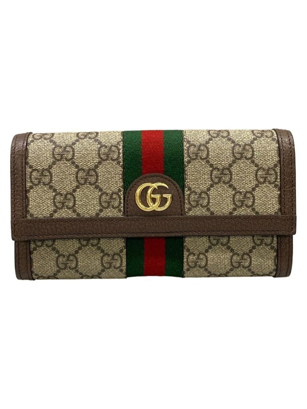 Gucci Wallet Ophidia Continental Dark Brown Red Green Sherry Line